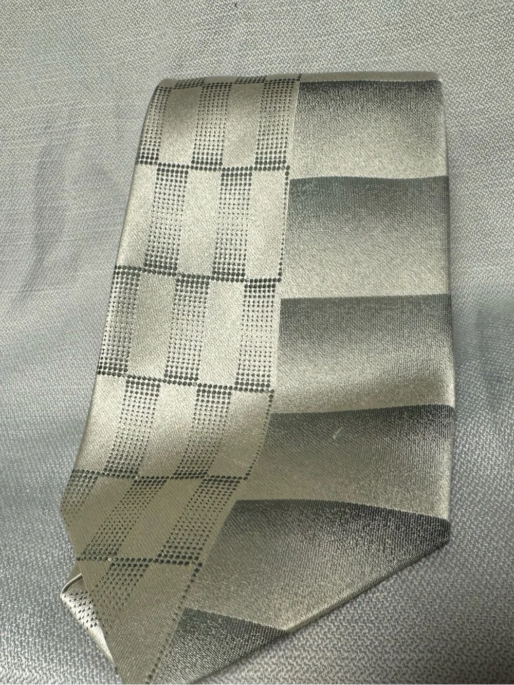 Pierre Cardin Silver Checkerboard Stripe Tie
